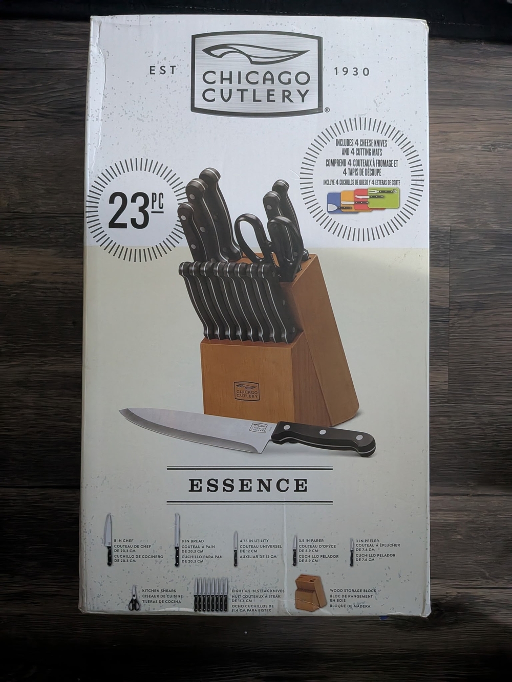 Chicago Cutlery Essence 23-Piece Knife Block Set - Black Handles